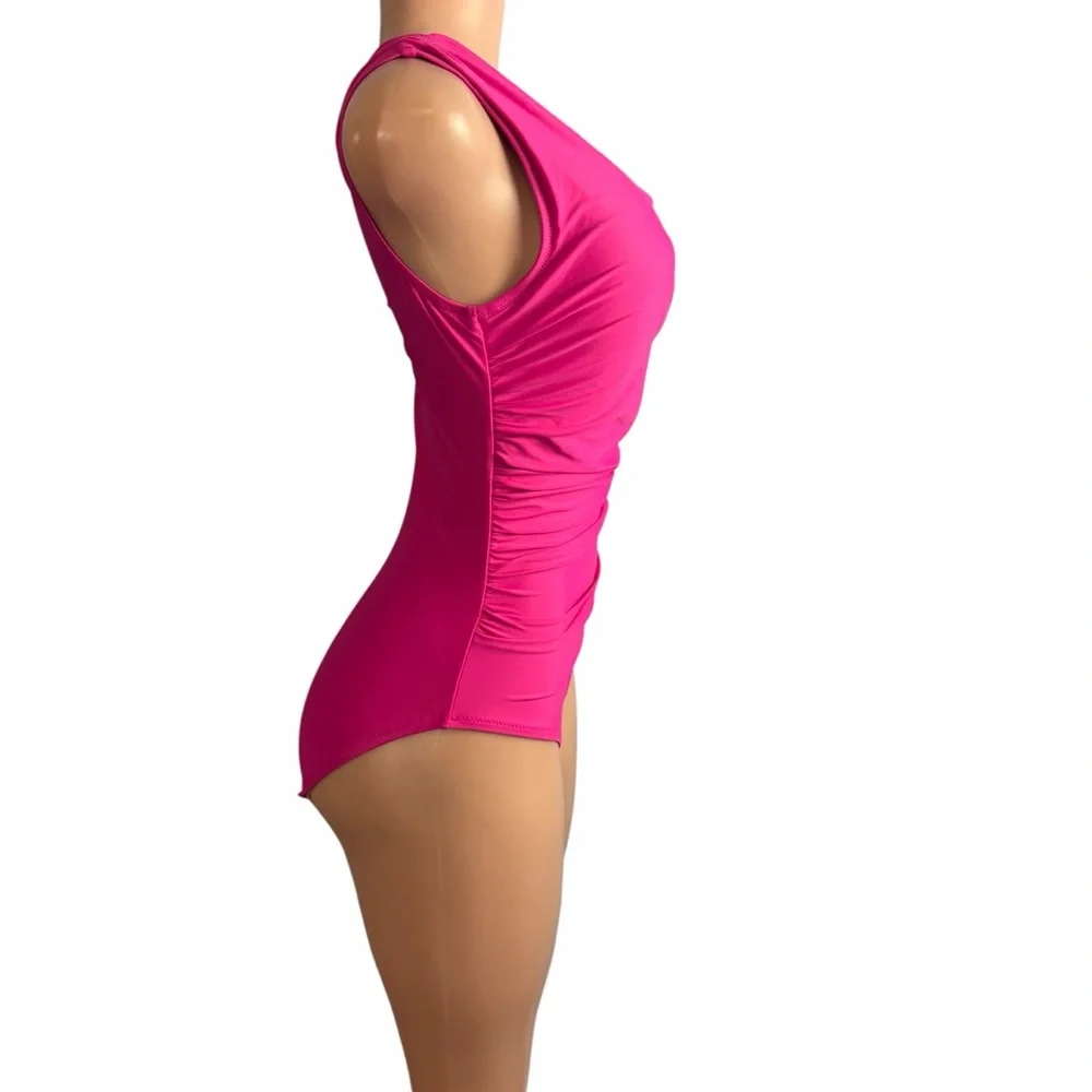 J. Crew One-Shoulder Ruched Hot Pink Swimsuit